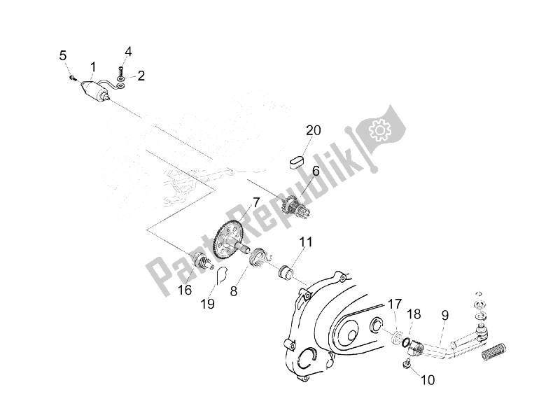 Toutes les pièces pour le Stater - Démarreur électrique du Vespa LX 150 4T USA 2006