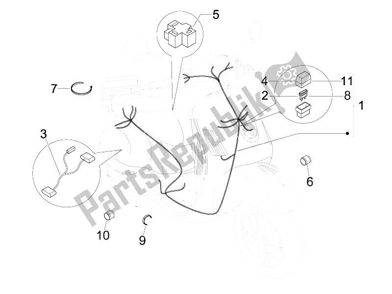 Tutte le parti per il Cablaggio Principale del Vespa LX 50 2T D 2005