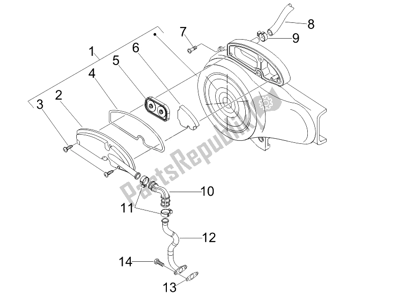 Alle onderdelen voor de Secundaire Luchtkast van de Vespa LX 50 4T 2V 25 KMH NL 2010