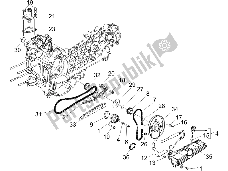 All parts for the Oil Pump of the Vespa LX 150 4T 2006