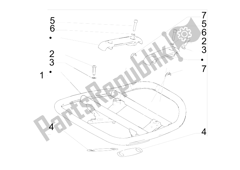 All parts for the Rear Luggage Rack of the Vespa 946 150 4T 3V ABS 2014