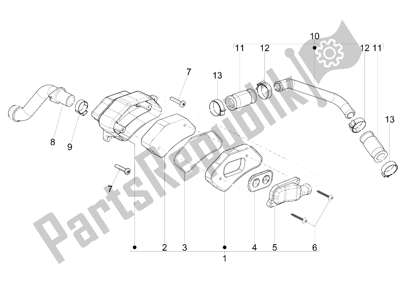 All parts for the Secondary Air Box of the Vespa Sprint 50 2T2V 2014