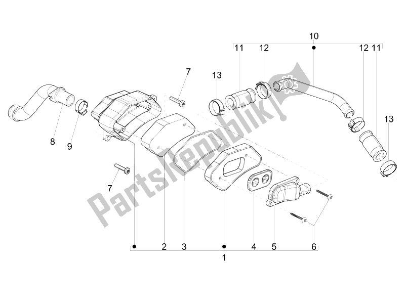 Toutes les pièces pour le Boîte à Air Secondaire du Vespa Sprint 50 2T2V 2014