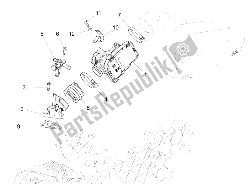 Todas las partes para Cuerpo Del Acelerador - Inyector - Tubo De Unión de Vespa 946 150 4T 3V ABS 2014