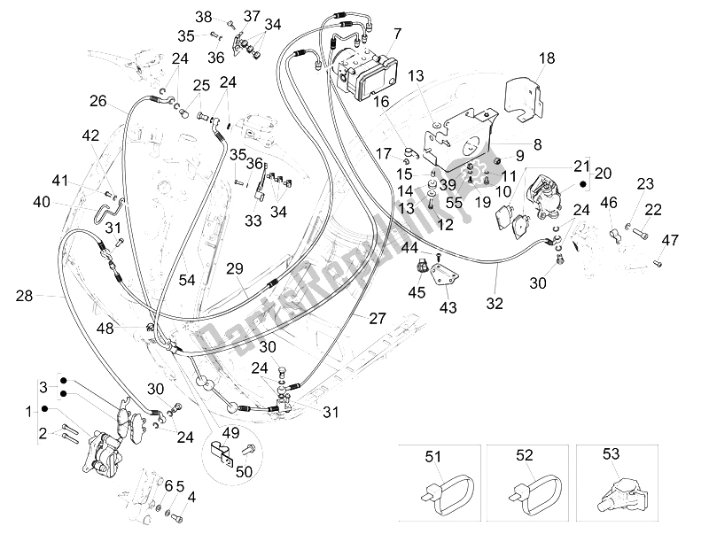 Toutes les pièces pour le Tuyaux De Freins - étriers (abs) du Vespa 946 125 2015