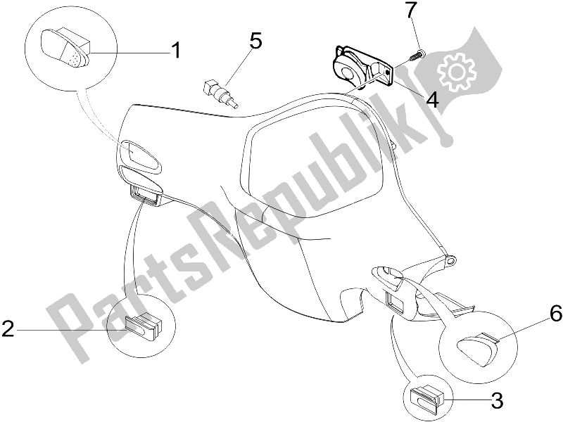 Tutte le parti per il Selettori - Interruttori - Pulsanti del Vespa LX 150 4T 2006
