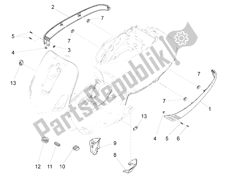 Toutes les pièces pour le Couvercle Latéral - Spoiler du Vespa S 125 4T 3V IE 2012