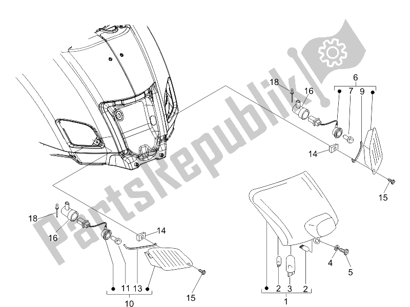 Todas las partes para Faros Traseros - Luces Intermitentes de Vespa GTV 250 IE 2006