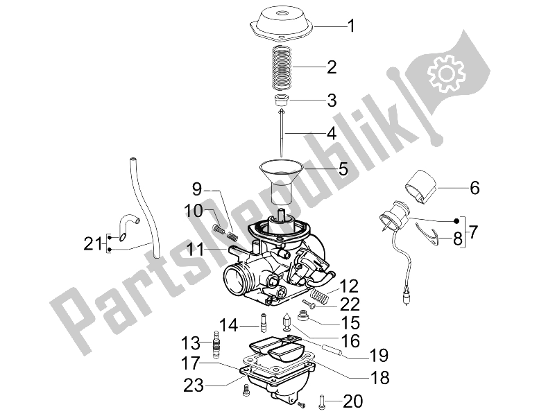 All parts for the Carburetor's Components of the Vespa LX 50 4T 2V 25 KMH Touring NL 2011