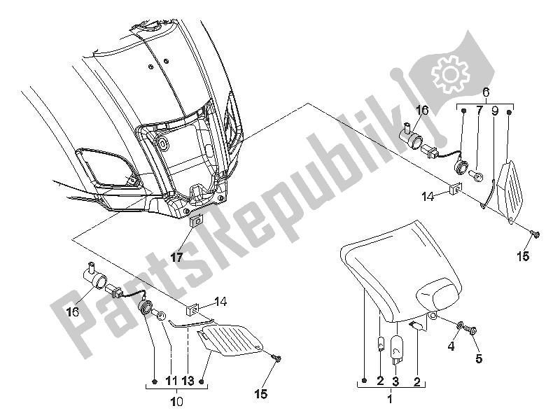 Toutes les pièces pour le Phares Arrière - Clignotants du Vespa GTS 250 USA 2005