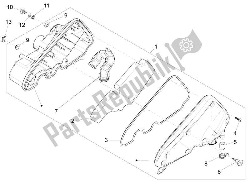 Todas as partes de Filtro De Ar do Vespa Sprint 50 4T 4V USA 2014