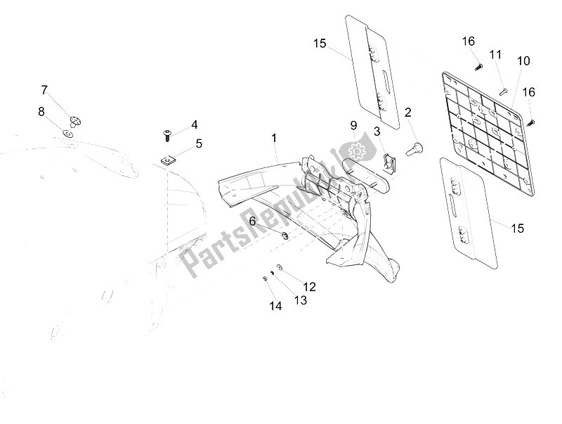 All parts for the Rear Cover - Splash Guard of the Vespa 946 125 2015