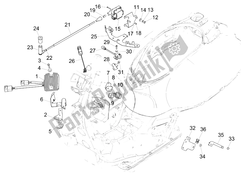 Todas las partes para Reguladores De Voltaje - Unidades De Control Electrónico (ecu) - H. T. Bobina de Vespa GTS 300 IE ABS USA 2014