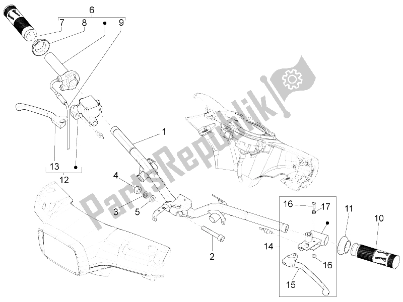 Tutte le parti per il Manubrio - Master Cil. Del Vespa S 150 4T 3V IE Vietnam 2012