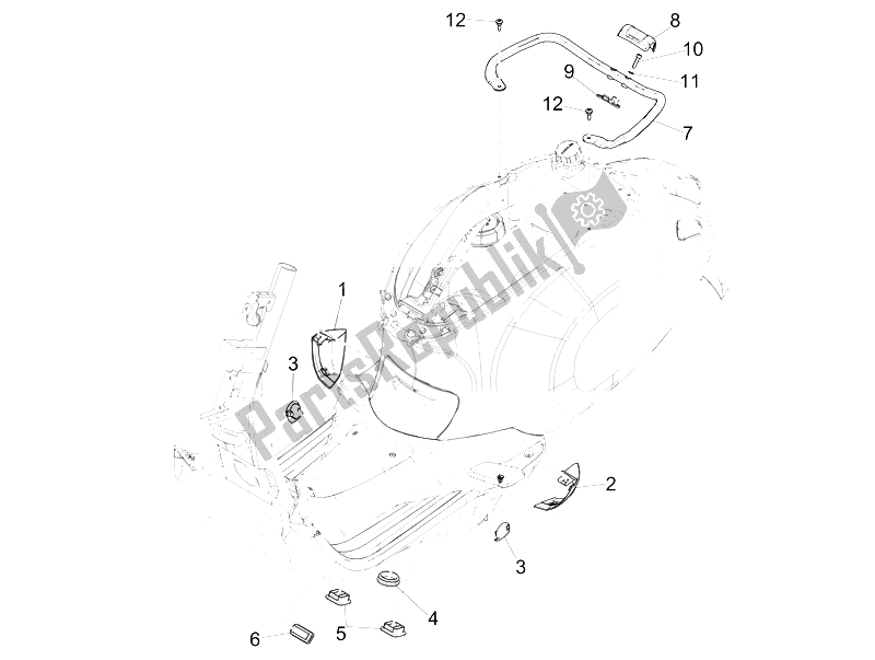 Todas as partes de Tampa Lateral - Spoiler do Vespa 150 Sprint 4T 3V IE Vietnam 2015