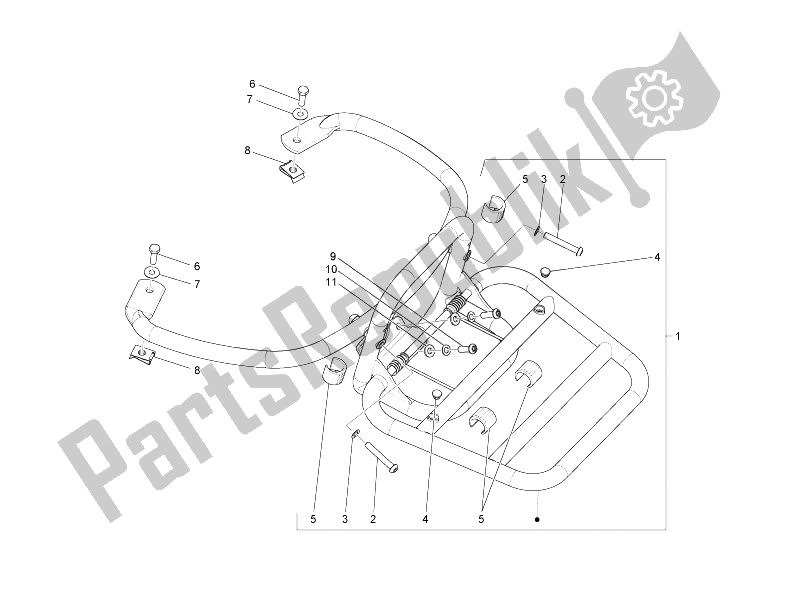 All parts for the Rear Luggage Rack of the Vespa LX 125 4T IE E3 Touring 2010
