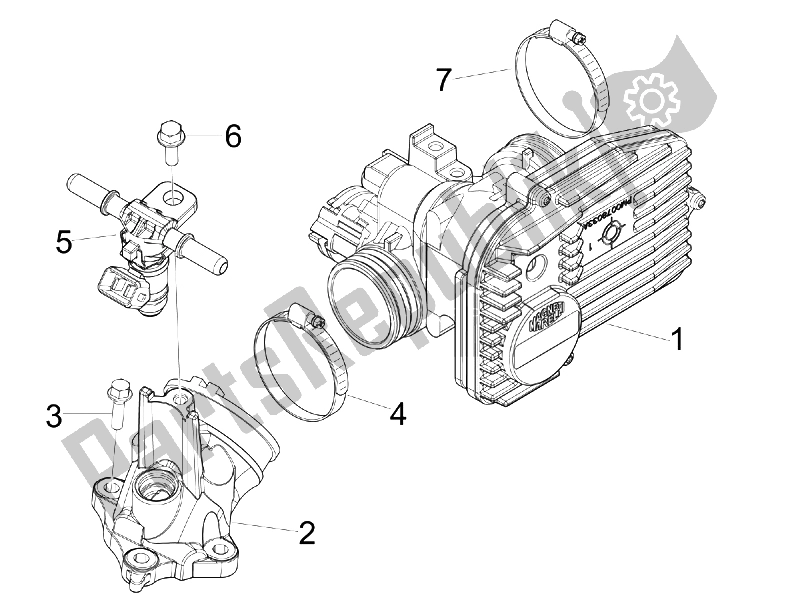 All parts for the Throttle Body - Injector - Union Pipe of the Vespa S 125 4T 2V E3 Taiwan 2011