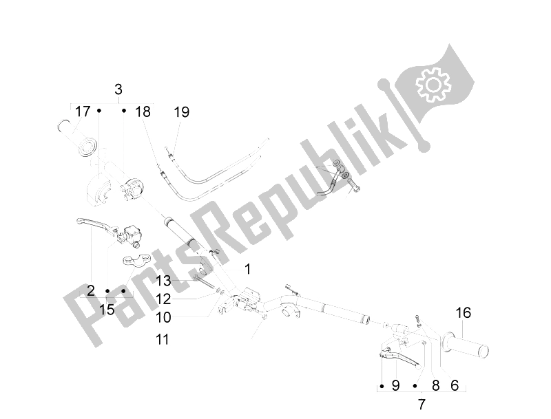 All parts for the Handlebars - Master Cil. Of the Vespa LXV 125 4T E3 2006