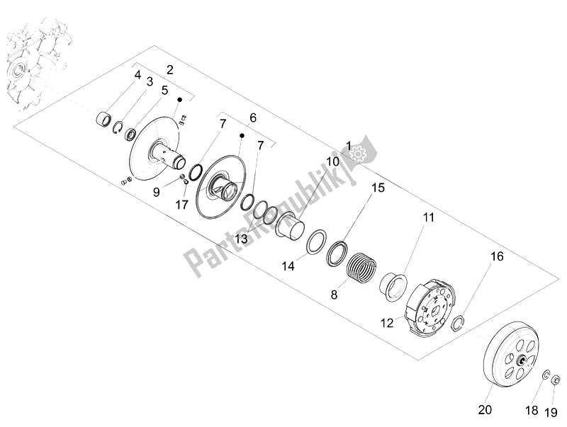 Toutes les pièces pour le Poulie Menée du Vespa LT 150 4T 3V IE 2014