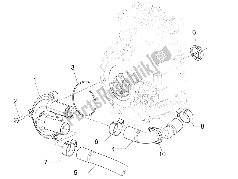 Toutes les pièces pour le Pompe De Refroidissement du Vespa GTV 250 IE Navy 2007