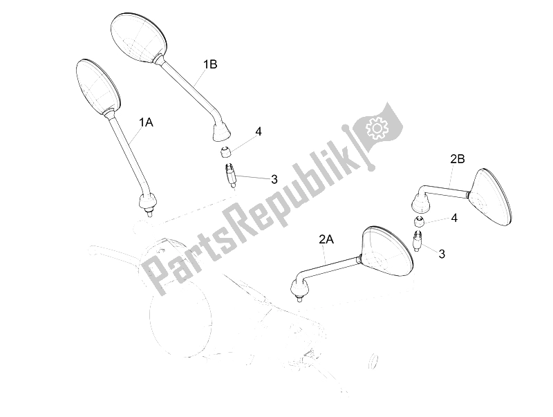 Toutes les pièces pour le Miroir (s) De Conduite du Vespa LX 50 4T 4V 2009