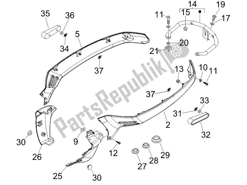 Toutes les pièces pour le Couvercle Latéral - Spoiler du Vespa LX 150 4T USA 2007