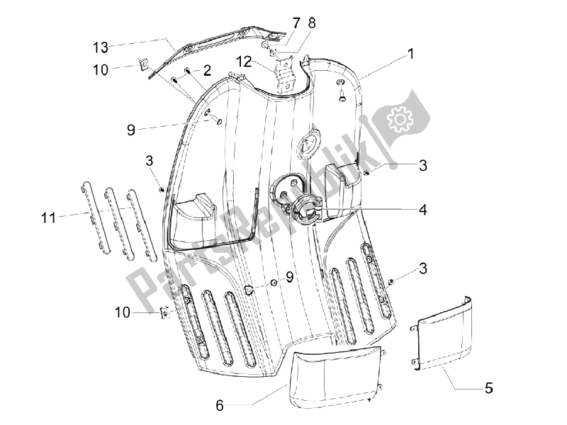 Tutte le parti per il Vano Portaoggetti Anteriore - Pannello Di Protezione Per Le Ginocchia del Vespa S 150 4T Vietnam 2009
