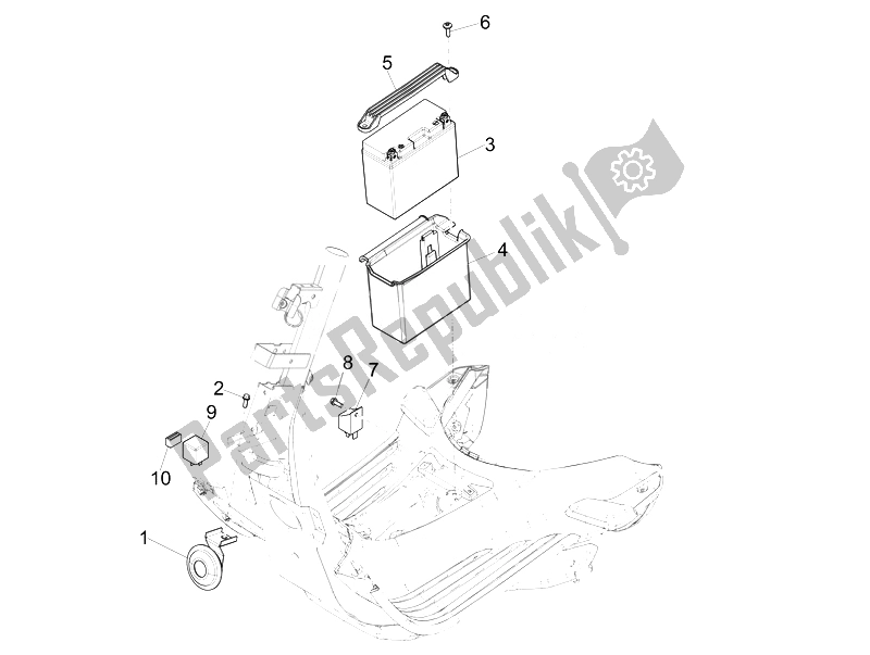 All parts for the Remote Control Switches - Battery - Horn of the Vespa Vespa Sprint 50 4T 4V EU 2014