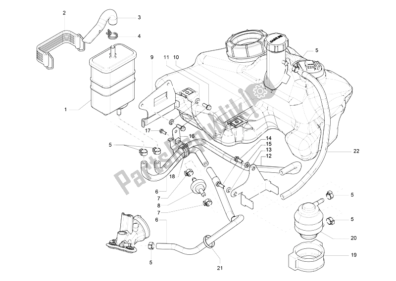 Tutte le parti per il Sistema Anti-percolazione del Vespa LT 125 4T 3V IE E3 Vietnam 2014