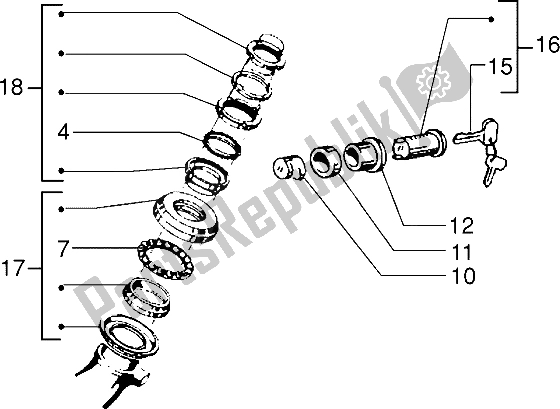 Todas las partes para Rodamiento De Bolas De Dirección-bloqueo De Seguridad de Vespa PX 200 E 1985