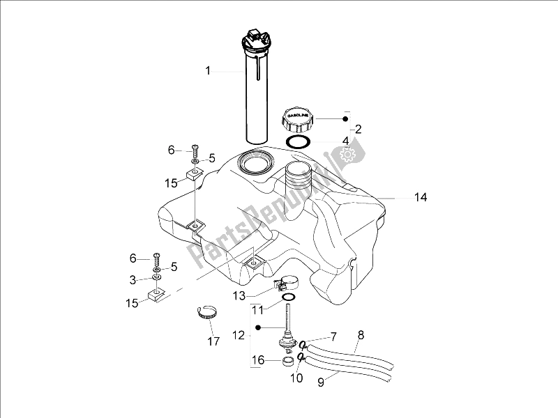 Toutes les pièces pour le Réservoir D'essence du Vespa LX 50 4T USA 2006