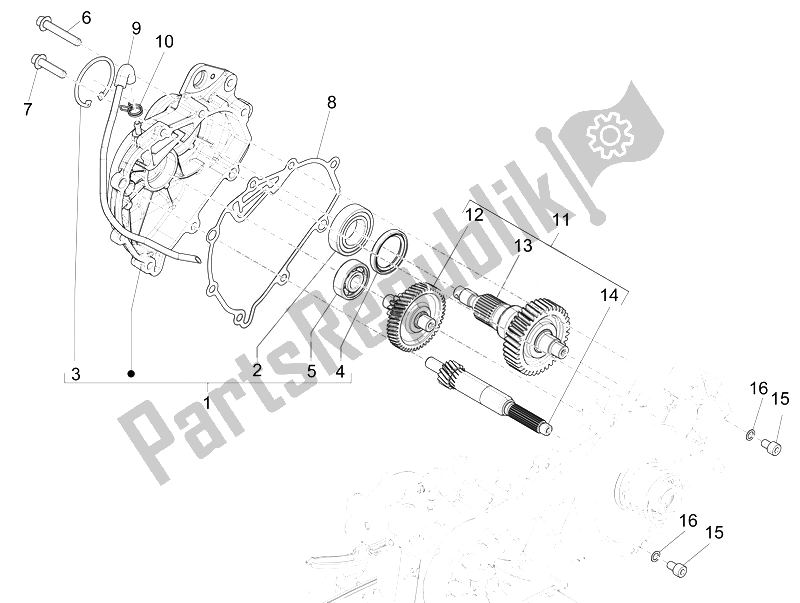 Tutte le parti per il Unità Di Riduzione del Vespa Vespa GTS 125 4T 3V IE Super Asia 2014
