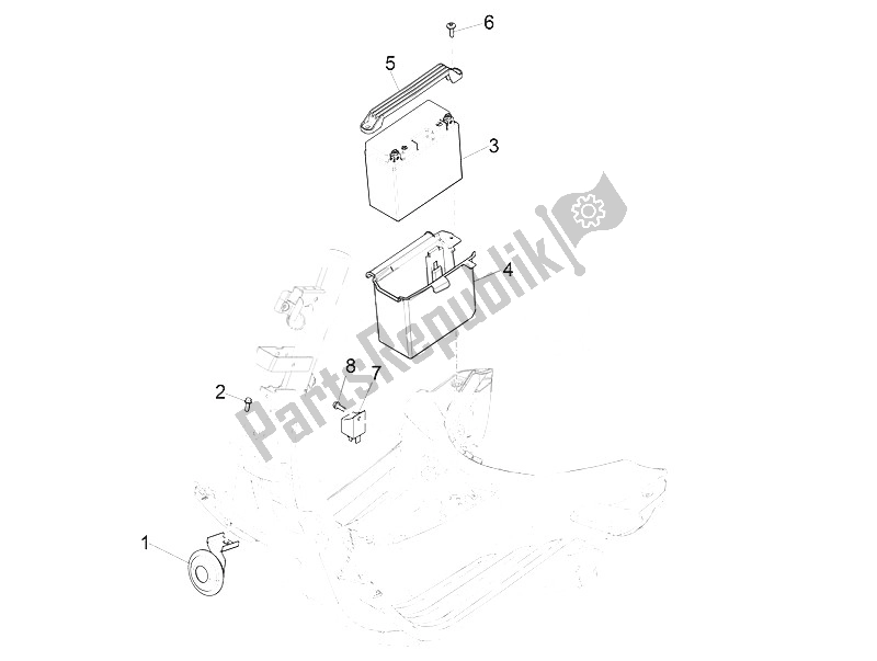 All parts for the Remote Control Switches - Battery - Horn of the Vespa Vespa Primavera 150 4T 3V Iget Asia 2016