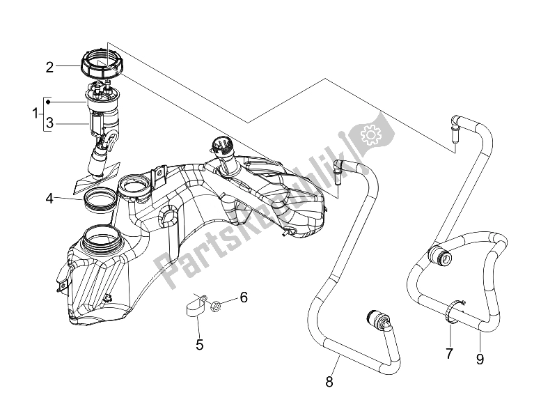 Todas las partes para Sistema De Suministros de Vespa GTV 250 IE Navy 2007