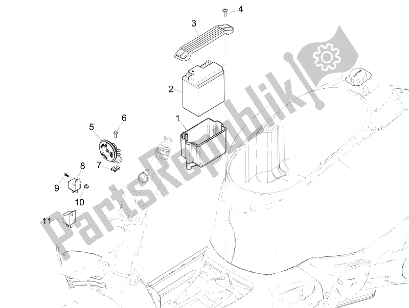 All parts for the Remote Control Switches - Battery - Horn of the Vespa Vespa GTS 125 4T 3V IE Super Asia 2014