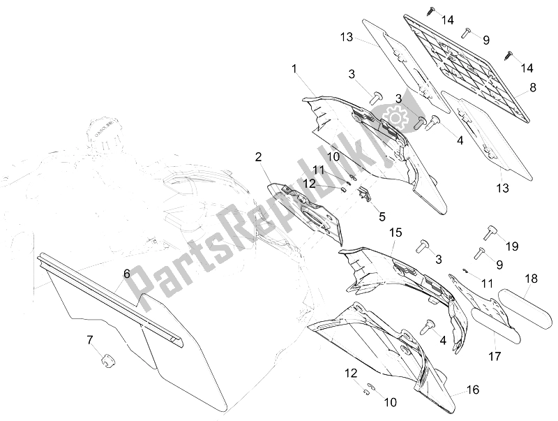 Todas las partes para Cubierta Trasera - Protector Contra Salpicaduras de Vespa GTS 300 IE Super 2008