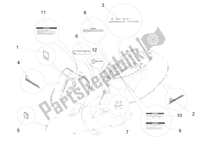 Todas las partes para Placas - Emblemas de Vespa LXV 150 USA 2011
