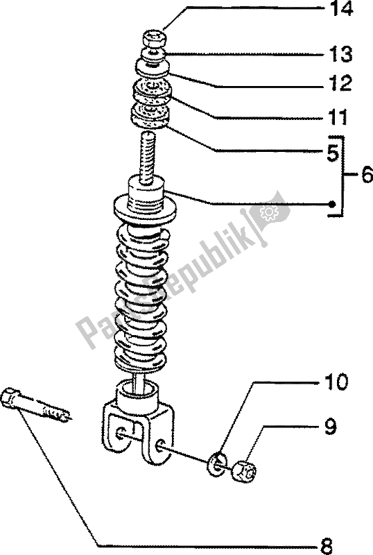 All parts for the Rear Damper of the Vespa ET2 50 1997