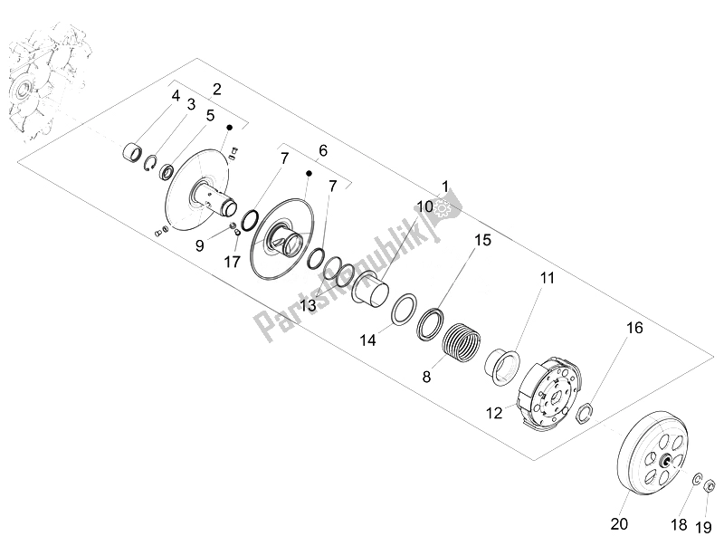 Toutes les pièces pour le Poulie Menée du Vespa GTS Super 150 IE 4T 3V 2014