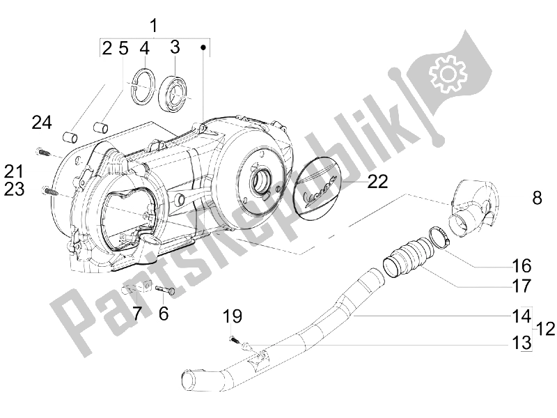 All parts for the Crankcase Cover - Crankcase Cooling of the Vespa LX 150 4T USA 2006