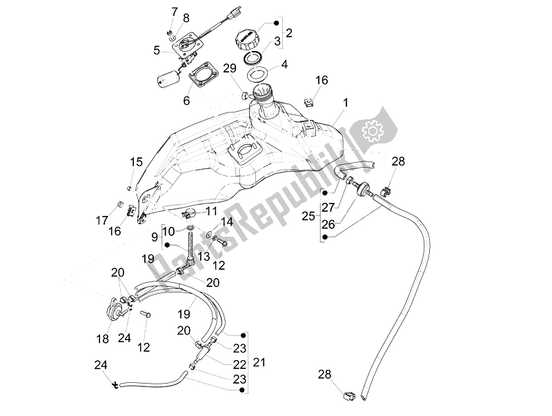 All parts for the Fuel Tank of the Vespa Vespa Sprint 50 4T 2V 25 KMH EU 2014