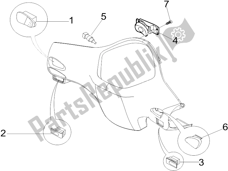 Toutes les pièces pour le Sélecteurs - Interrupteurs - Boutons du Vespa LX 150 4T USA 2009