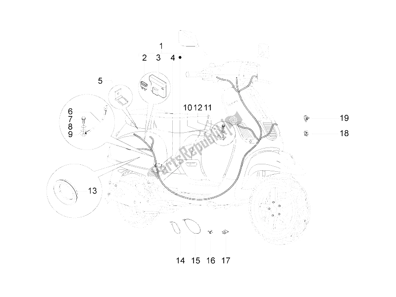 Tutte le parti per il Cablaggio Principale del Vespa S 125 4T 2V E3 Taiwan 2011