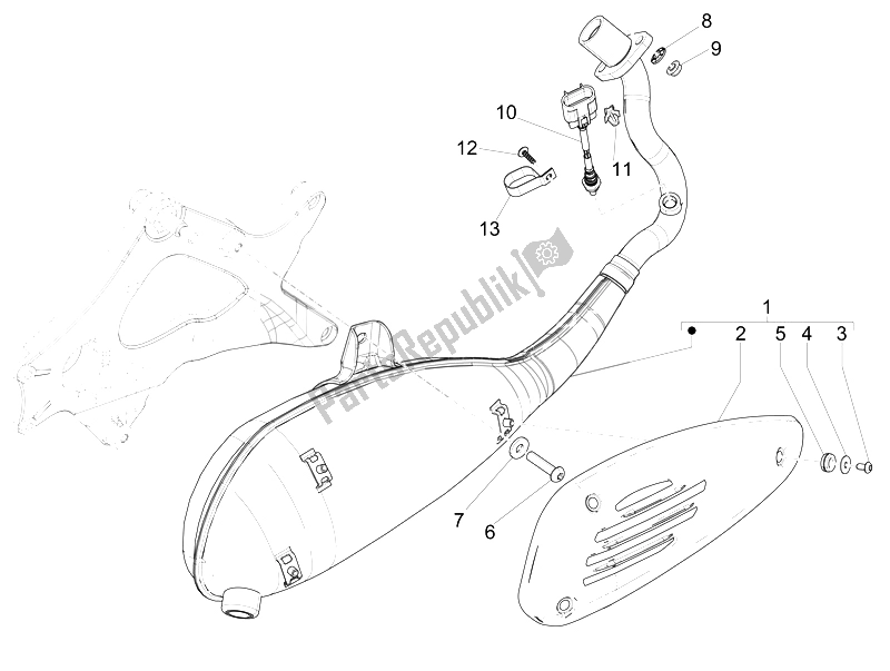 Tutte le parti per il Silenziatore del Vespa GTS Super 150 IE 4T 3V 2014