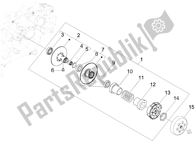 All parts for the Driven Pulley of the Vespa LX 50 4T 2V 25 KMH Touring NL 2011