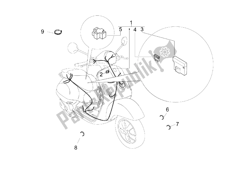 All parts for the Main Cable Harness of the Vespa Granturismo 125 L Potenziato 2005