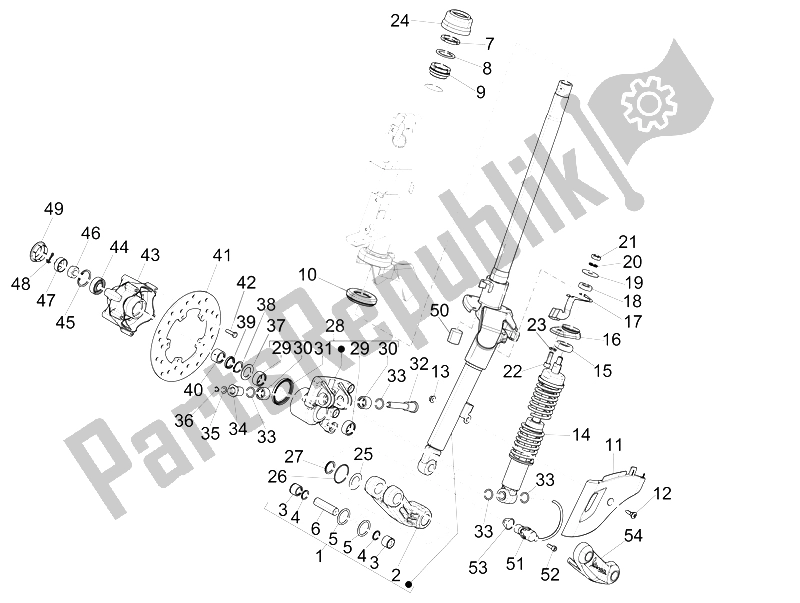 Toutes les pièces pour le Fourche / Tube De Direction - Palier De Direction du Vespa 150 Sprint 4T 3V IE Vietnam 2015