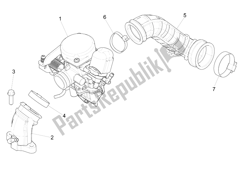 Todas as partes de Carburador, Montagem - Tubo De União do Vespa Sprint 50 4T 2V 25 KMH B NL 2014