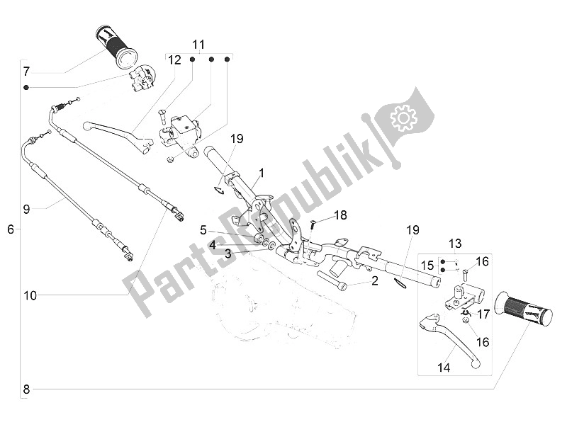 Alle onderdelen voor de Stuur - Master Cil. Van de Vespa Vespa 125 4T 3V I GET IE Primavera Asia 2016