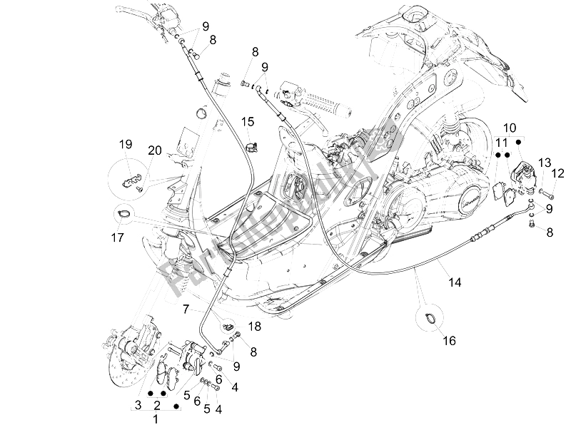 Tutte le parti per il Tubi Dei Freni - Pinze del Vespa GTS 300 IE 2012